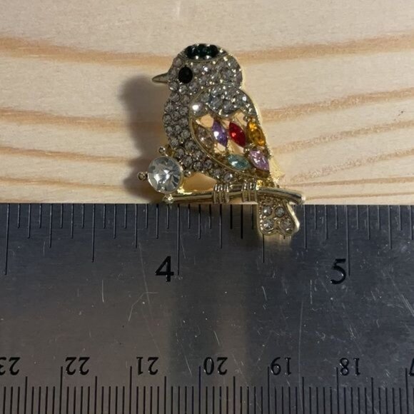Colorful Crystal Bird Brooch Pin Jeweled Rhinestone Animal Jewelry Accessory Gol - Picture 3 of 4